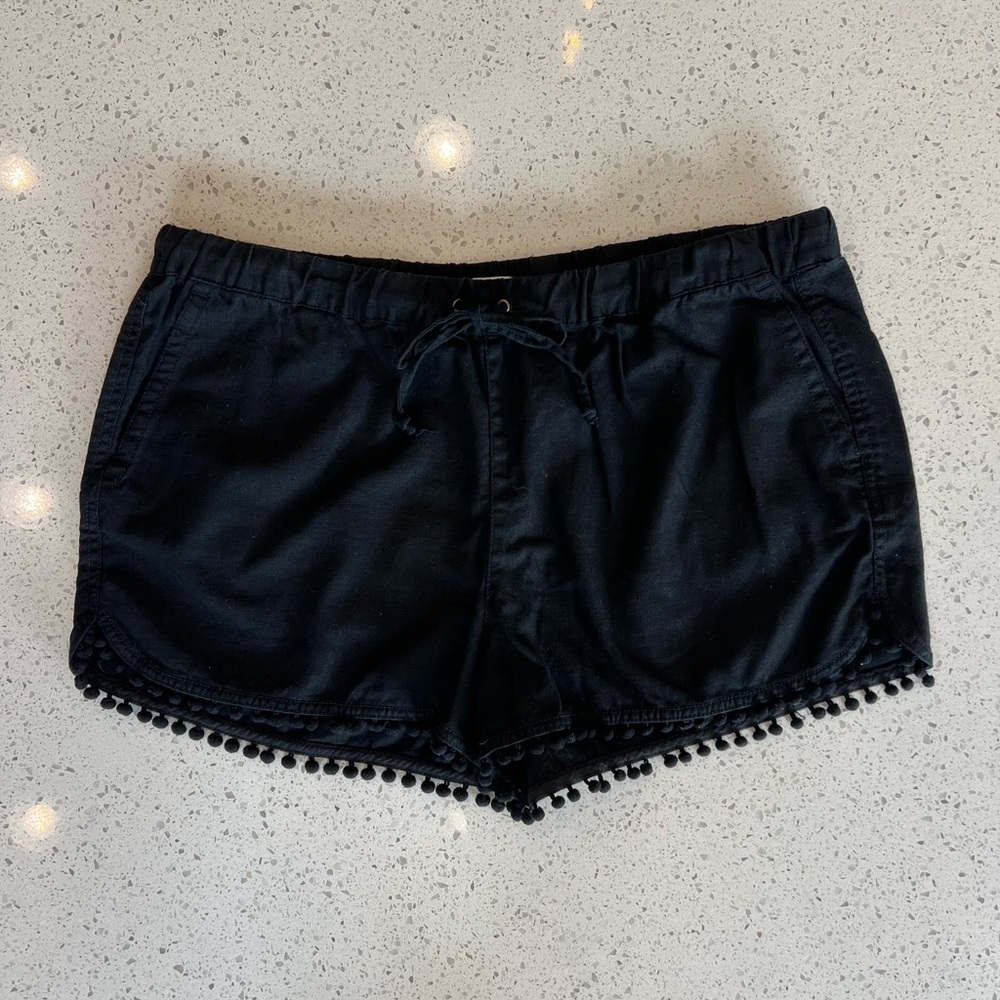 Jcrew Factory Linen PomPom Shorts - Black - Size Large
